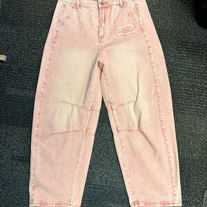 Shein Bohemela Women's Casual Pink Denim Long Pants Size M